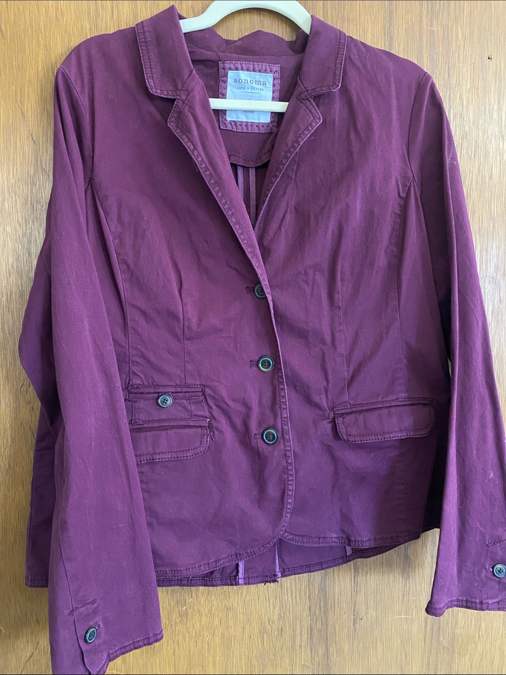 Sonoma Plum Cotton-Blend Blazer Jacket